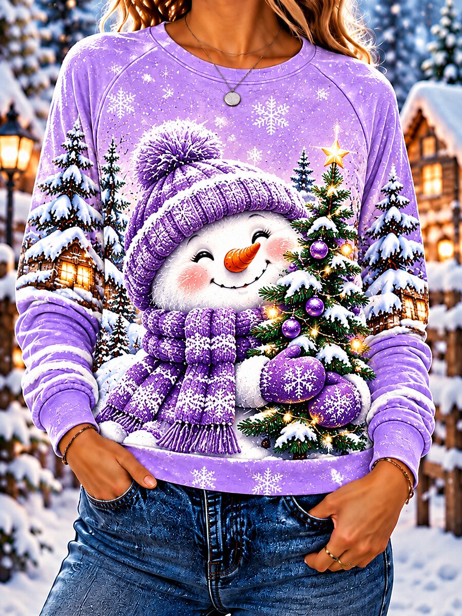 Snowman Graphic Christmas Pullover Sweatshirt