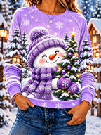 Snowman Graphic Christmas Pullover Sweatshirt