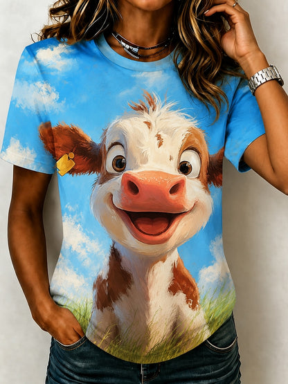 Women's Vintage Cow Graphic Tee