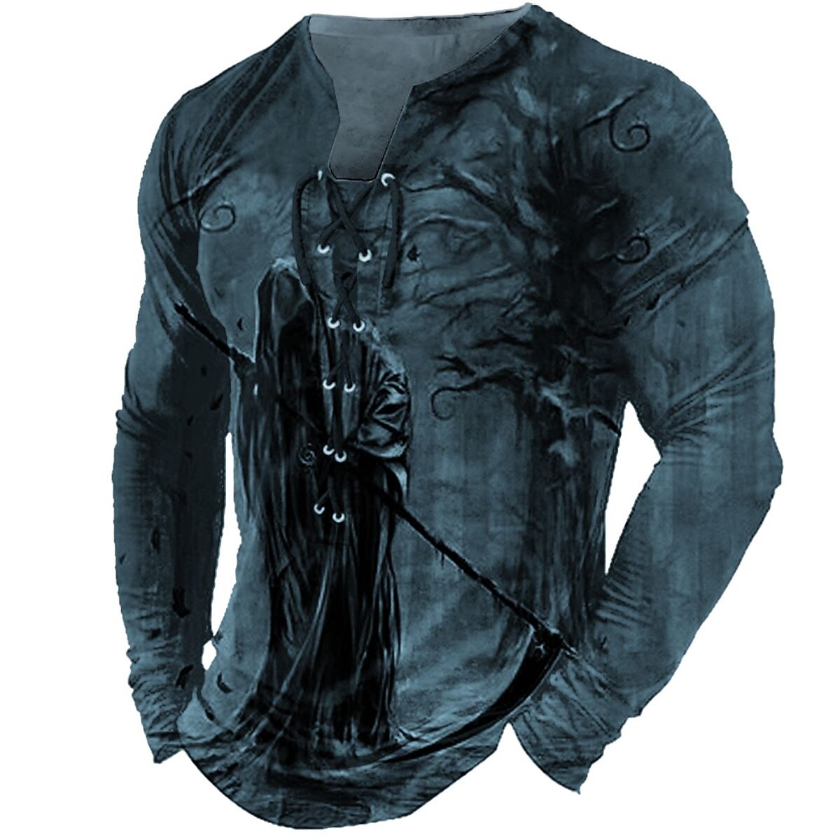 Men's Cool Skulls Halloween Henley