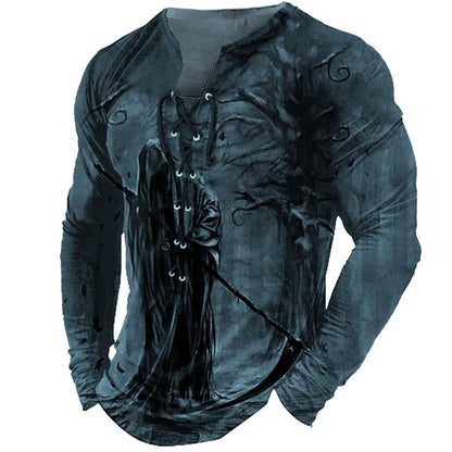 Men's Cool Skulls Halloween Henley