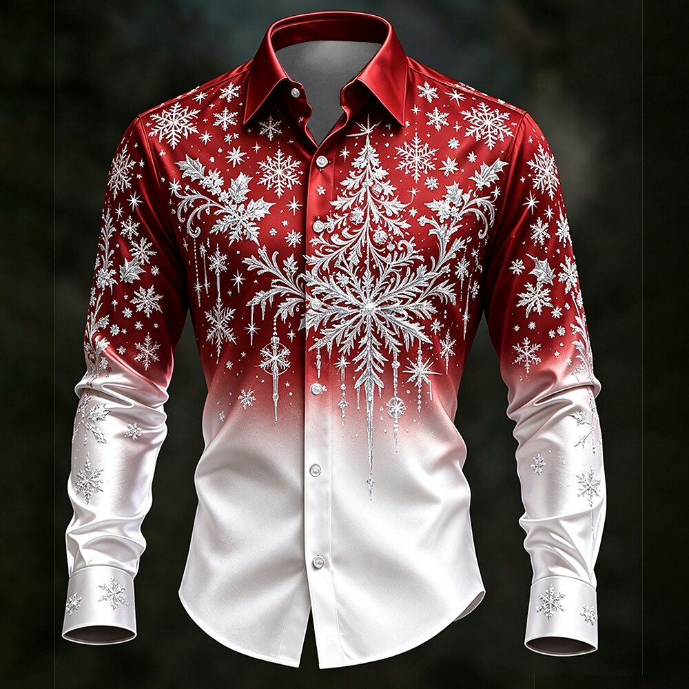 Christmas Tree Snowflake Button Down Shirt