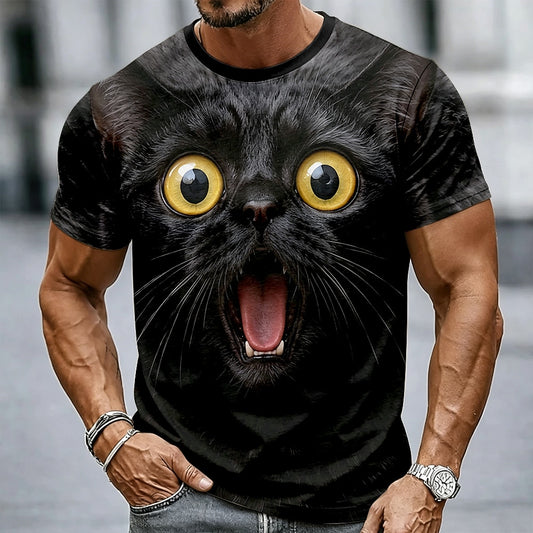 Men's Cute Cat Animal Graphic Tee
