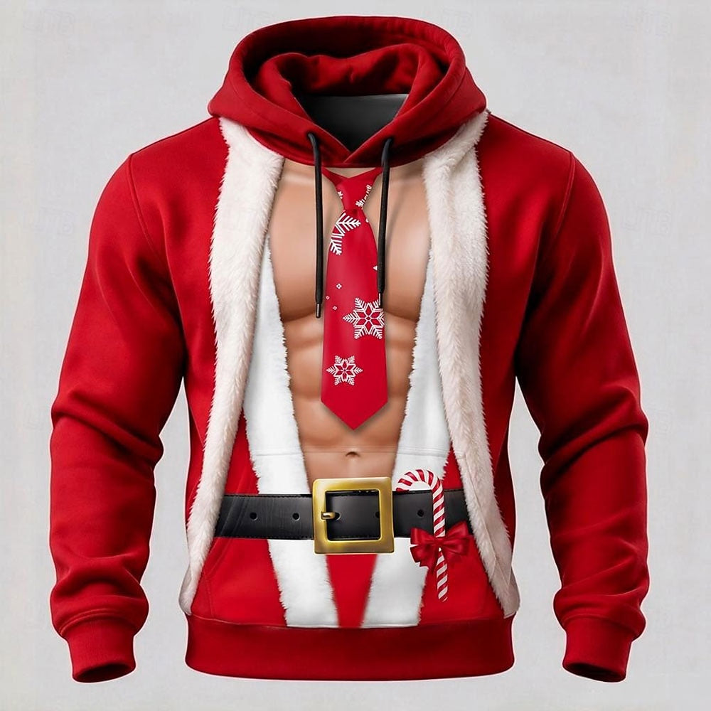 Men's Red Christmas Graphic Sweatshirt Hoodie