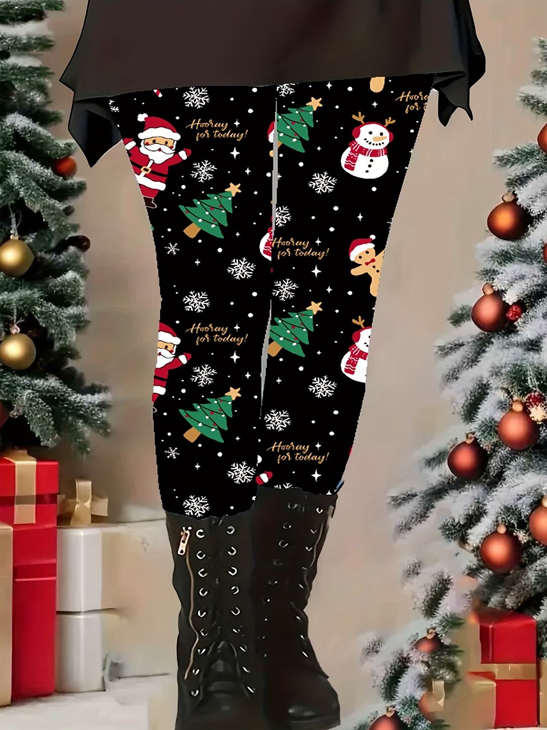 Santa Snowman Tree Holiday Capri Pants