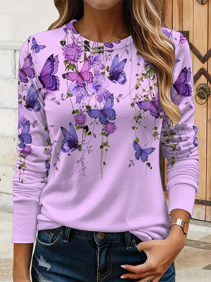 Women's Butterfly Garden Floral Graphic Tee
