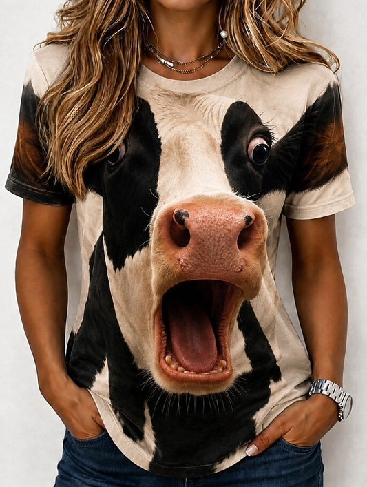 Women's Country Cow Colorblock Graphic Tee