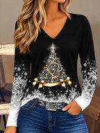 Christmas Tree V Neck Graphic Shirt