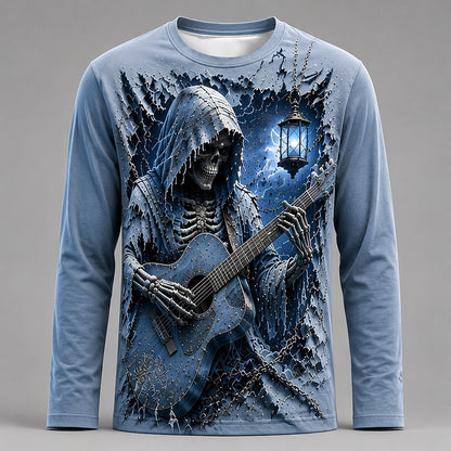 Men's Skeleton Guitar Long Sleeve Tee