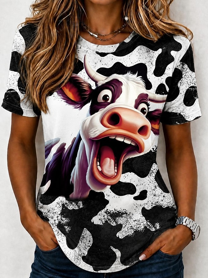 Women's Country Cow Colorblock Graphic Tee