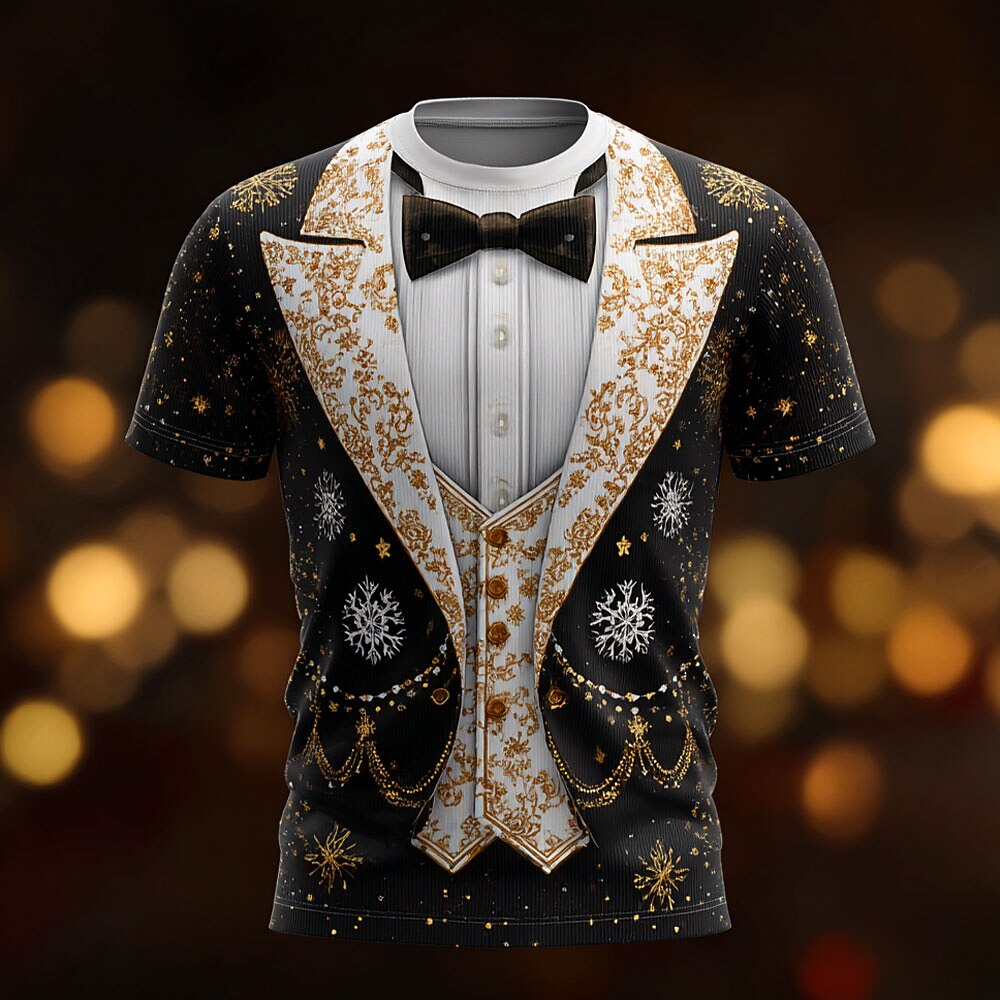 Men's Christmas Black Tuxedo Costume T-Shirt