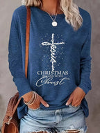 Women's Christmas Cross Letter Graphic Tee