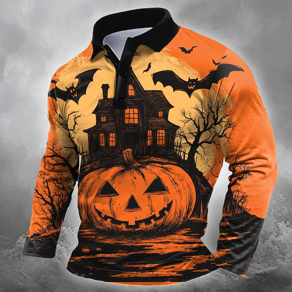 Men's Pumpkin Bat Dark Festival Polo