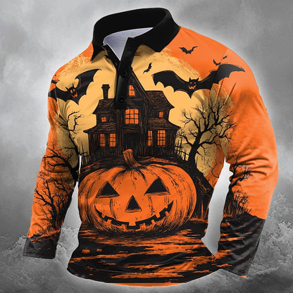 Men's Pumpkin Bat Dark Festival Polo