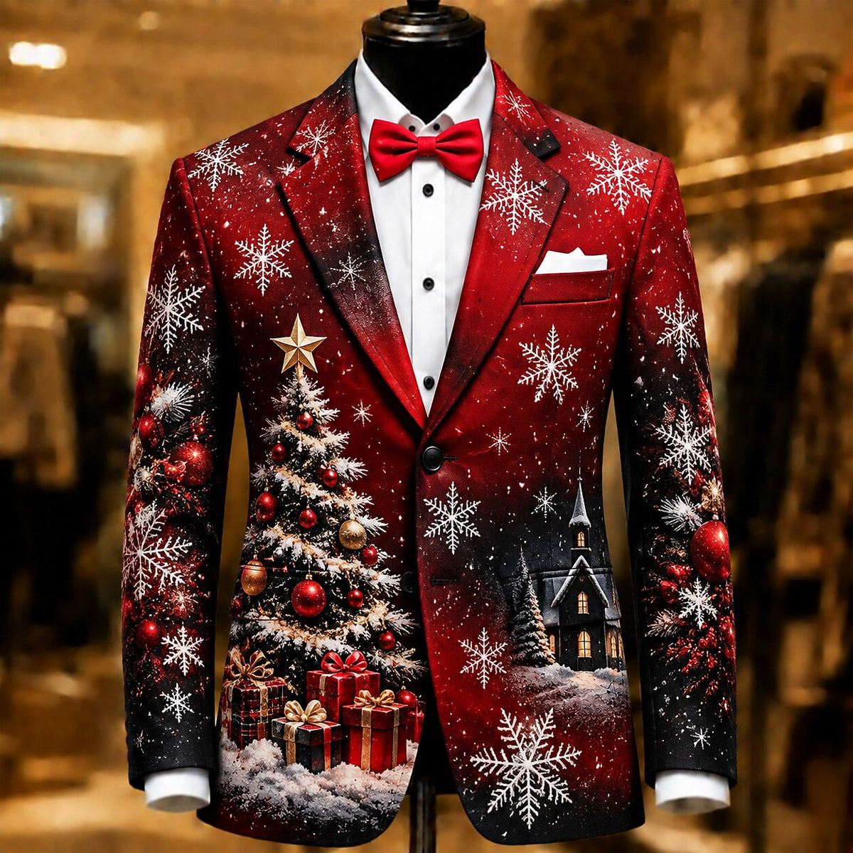 Christmas Tree Festive Graphic Blazer Jacket