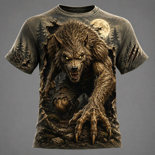 Men's Werewolf Night Graphic 3D Tee