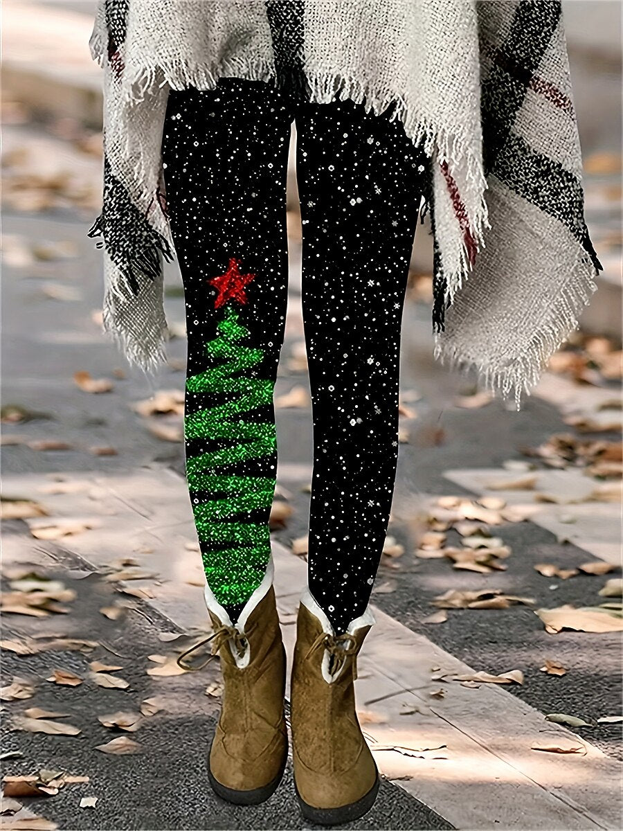 Christmas Tree Snowflake Cozy Leggings
