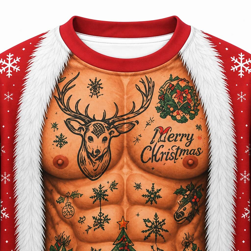 Christmas Beefcake Santa Funny Crewneck Sweatshirt
