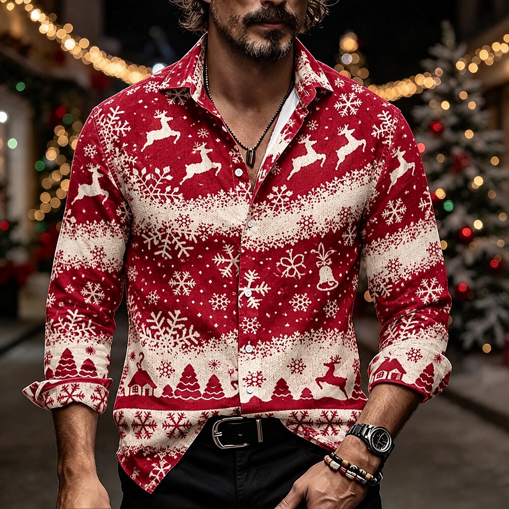 Christmas Elk Bell Button Shirt