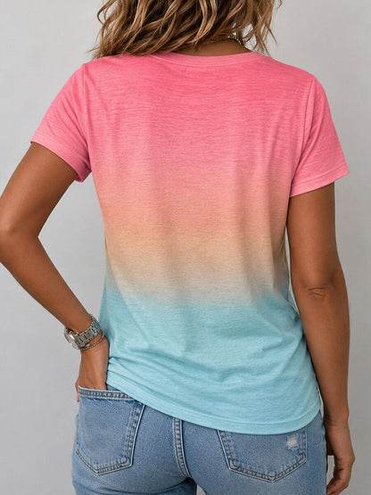 Women's Gradient Geometry Art Graphic Tee