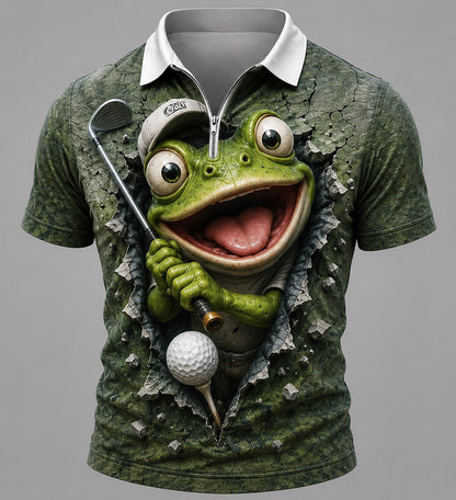 Men's Cartoon Animal Printed Athletic Polo