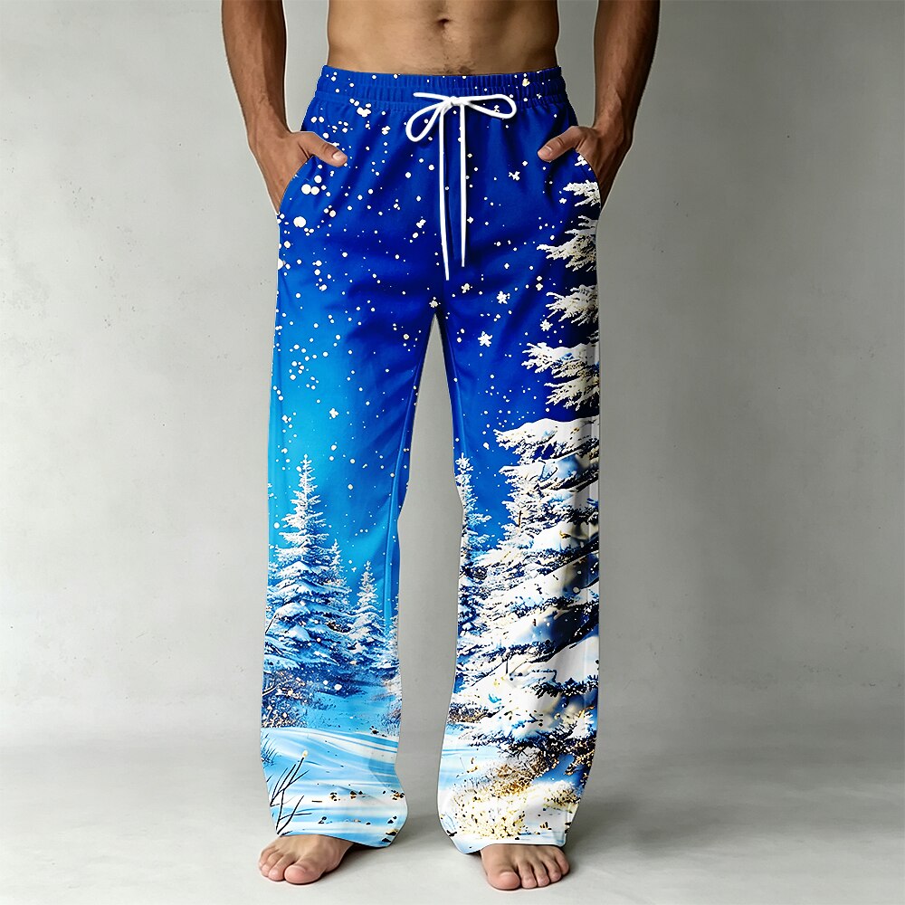 Christmas Tree Graphic Drawstring Trousers