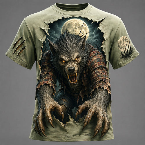 Men's Werewolf Shadow Graphic 3D Tee