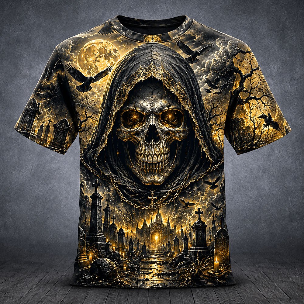 Men's Gothic Skull Bone Graphic Tee