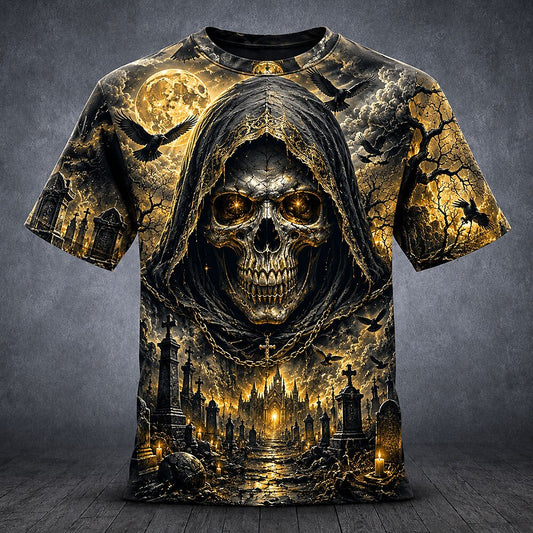 Men's Gothic Skull Bone Graphic Tee
