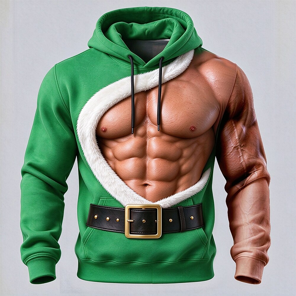 Men's Simulation Print Christmas Hoodie