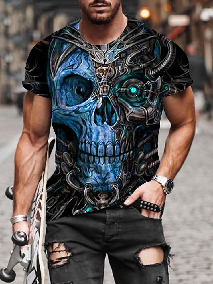Men's Distressed Skull Horror Graphic Tee