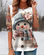 Women's Cute Snowman Christmas T-Shirt