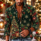 Men's Christmas Tree Button Up Shirt