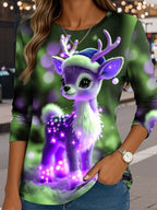 Women's Reindeer Christmas Graphic Longsleeve Tee
