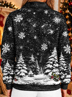 Women's Snowflake Half Zip Pullover Sweatshirt