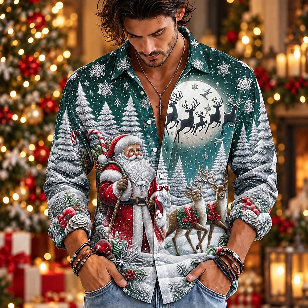 Men's Christmas Graphic Casual Shirt