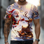 Men's Santa Christmas Animal Graphic Tee