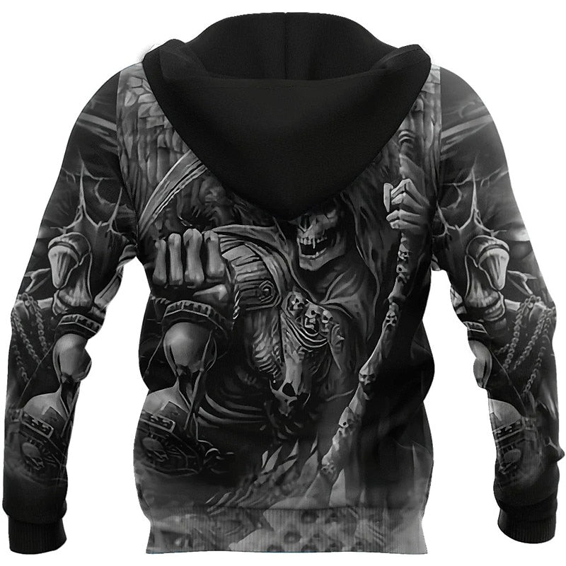 Men's Dark Grim Reaper Skull Hoodie
