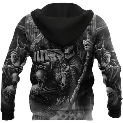 Men's Dark Grim Reaper Skull Hoodie