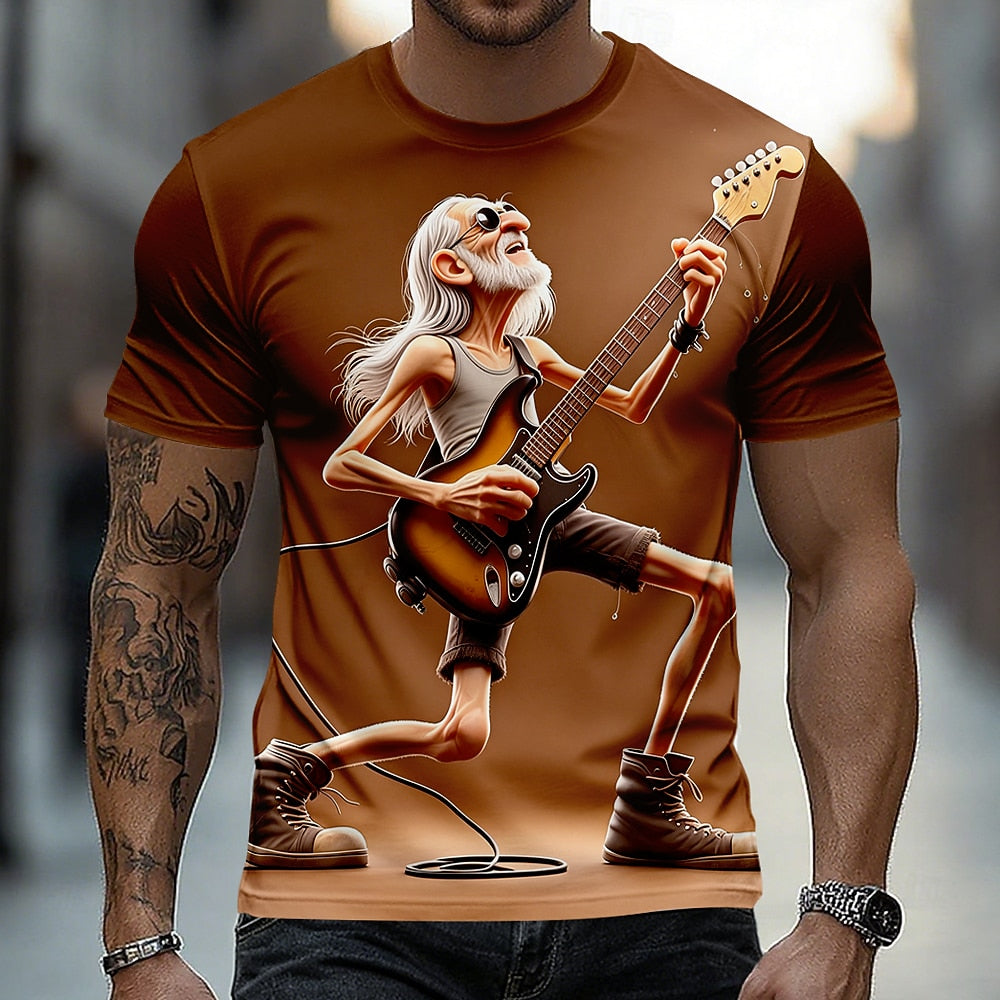Men's Vintage Guitar Grandpa Graphic Tee