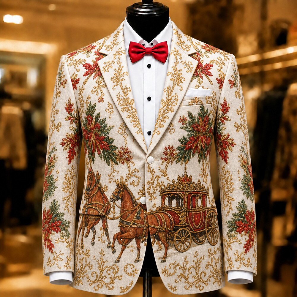 Men's White Reindeer Christmas Blazer