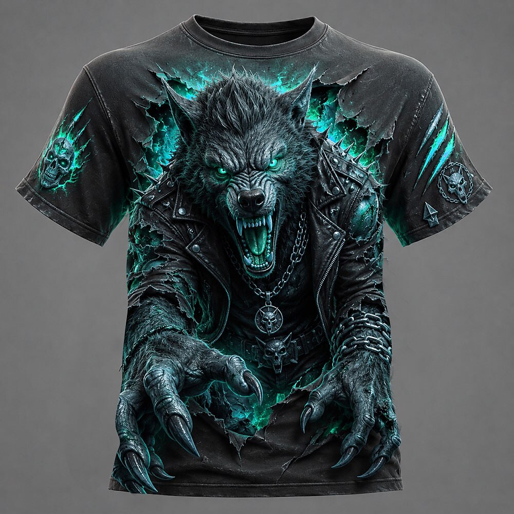 Men's Werewolf Dark Graphic Casual Tee