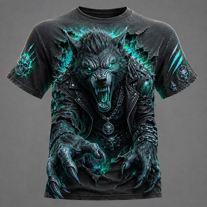 Men's Werewolf Dark Graphic Casual Tee