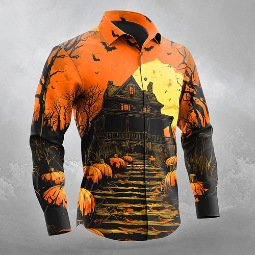 Men's Pumpkin Haunted Jackolantern Gothic Shirt