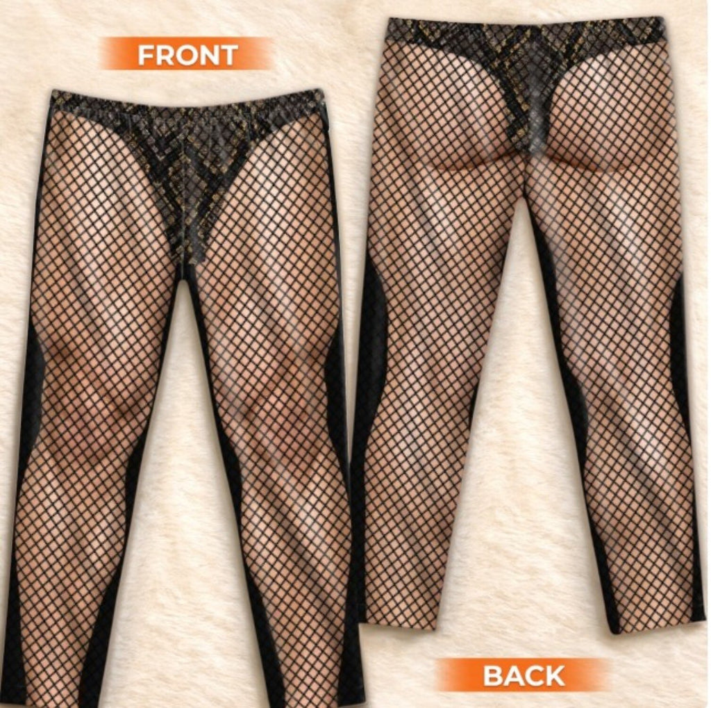 Fishnet Stockings Print Christmas Pajama Pants