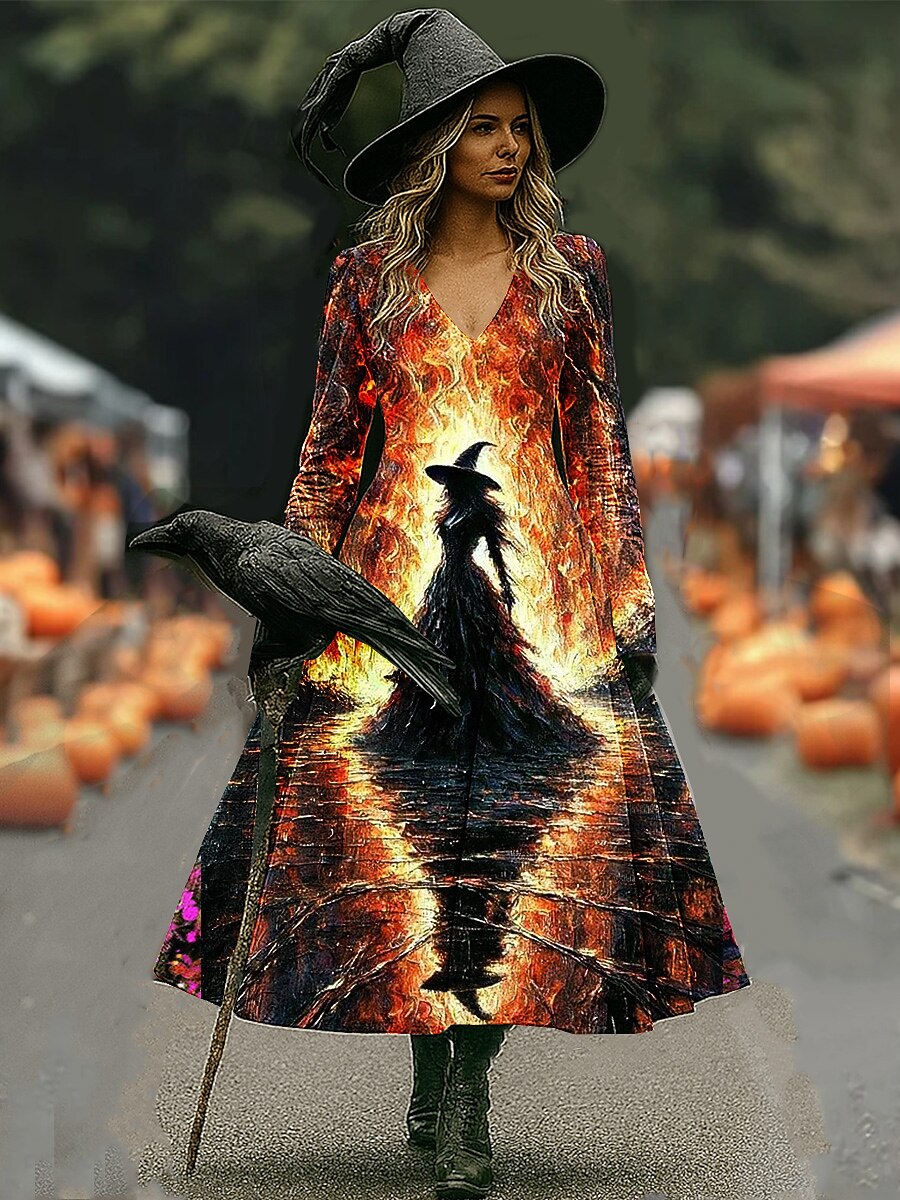 Women's Halloween Mystic Witch Maxi Dress