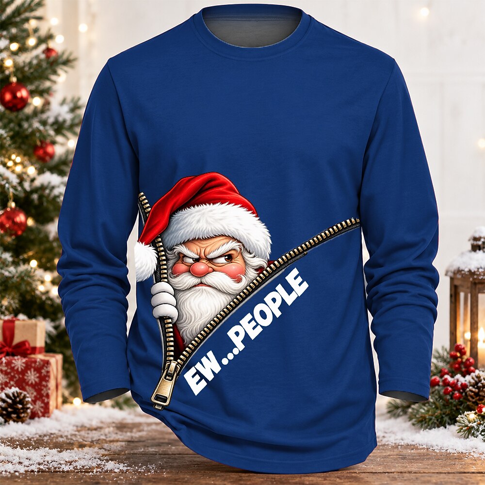 Men's Funny Santa Christmas Longsleeve Tee
