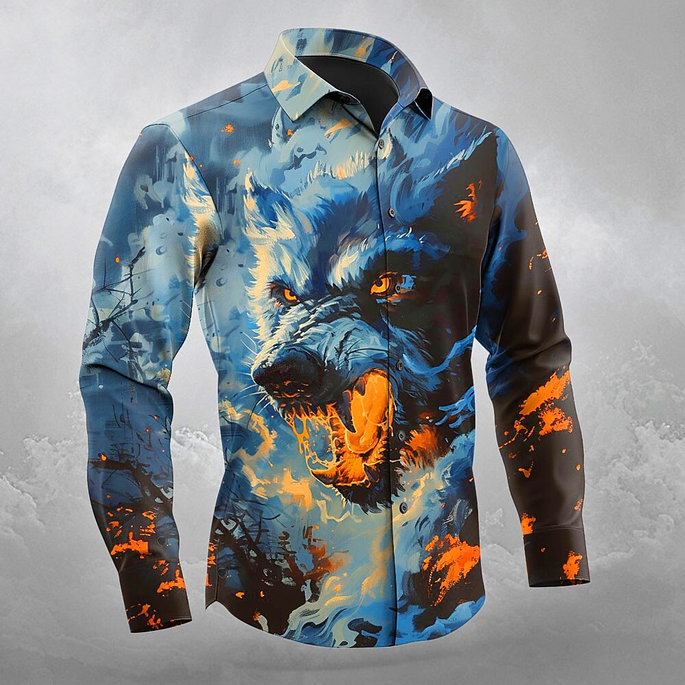 Men's Wolf Gothic Button Up Shirt