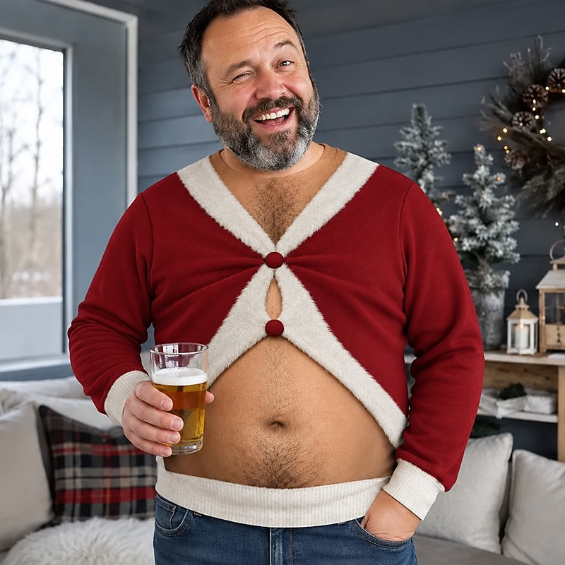 Christmas Santa Fake Belly Longsleeve Sweatshirt
