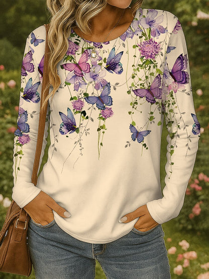 Women's Butterfly Garden Floral Graphic Tee